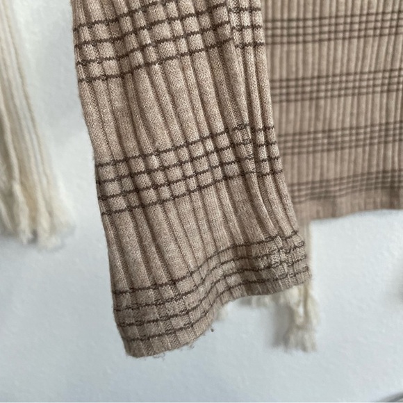 Vince Variegated Rib Striped Mock Neck Sweater Sz.XS Wheat/Dark Almond - Picture 4 of 7